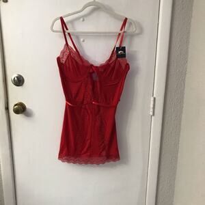 Just Sexy Red Lace Lingerie Keyhole XL Chemise Nightie Slip Cherry Girl Coquette